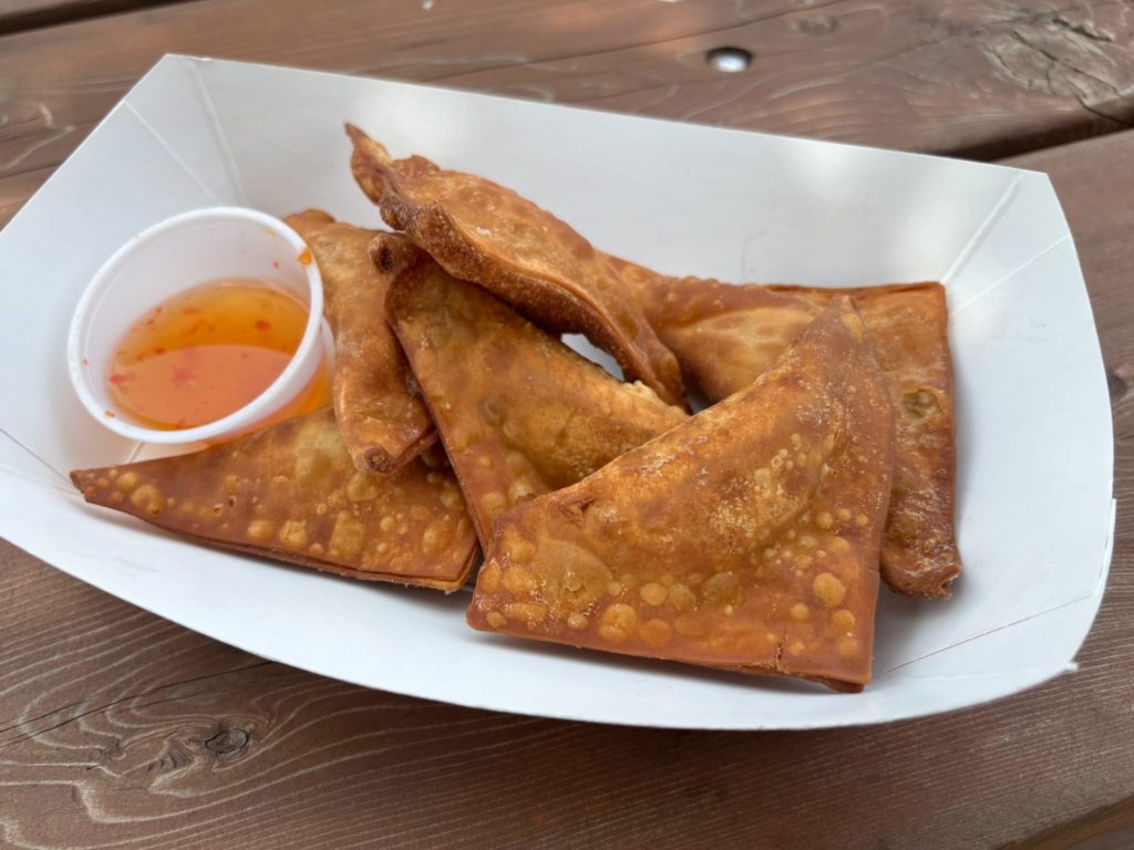 Crispy crab rangoon with sweet chili dipping sauce